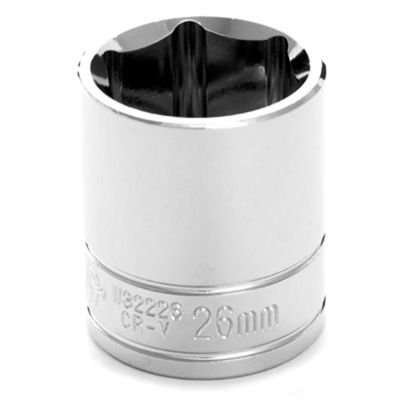 Chrome Socket, 1/2" Drive, 26mm, 6 Point, Shallow