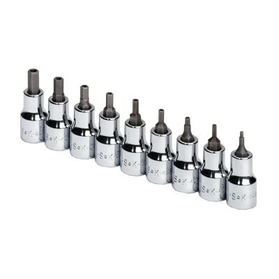 9 Piece 3/8" Drive Fractional Tamper-Proof Hex Bit Socket Set
