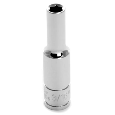 Chrome Socket, 1/4" Drive, 3/16", 6 Point, Deep