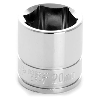 Chrome Socket, 3/8" Drive, 20mm, 6 Point, Shallow