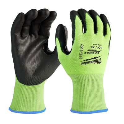 Milwaukee 12-Pack Hi-Vis Cut Level-2 Poly Dipped, Size XL