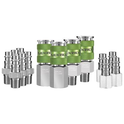 Flexzilla Pro High Flow Coupler and Plug Kit, 1/4" NPT, 1/4" Body, 14-Piece