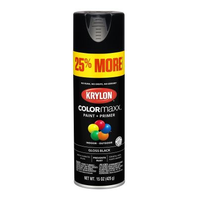 Krylon COLORmaxx PAINT+PRIMER Bonus Gloss Black; 15 oz. Aerosol