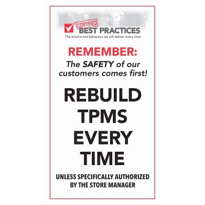 TPMS Reminder Decal, 5" x 9" (4 Pk.)