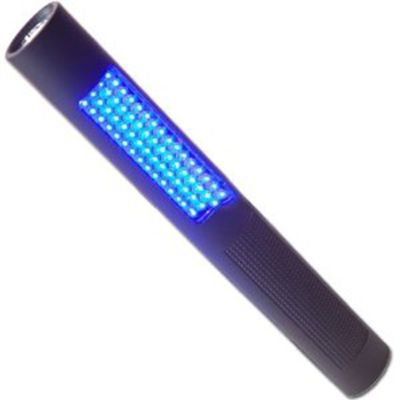 Bayco LED Flashlight w/ Blue Safety Light Feature, Slim Design, Black Body, uses (4) AA Batteries