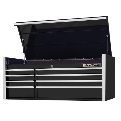 55" 8-Drawer Top Chest, Black- Chrome Handles