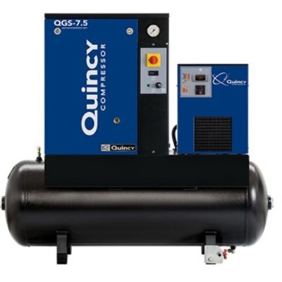 Quincy QGS 7.5-HP 60- Gallon Tank Mounted Rotary Screw Air Compressor With Dryer 230/1/60