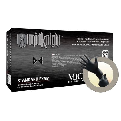MIDKNIGHT BLACK PF NITRILE EXAM GLOVES XL 2PK