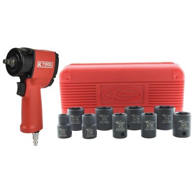 3/8 Mini Air Impact Wrench w/ 9pc 3/8 Socket Set