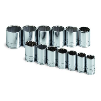 13 pc. 1/2" Drive 12-Point Std Metric Chrome Socket Set