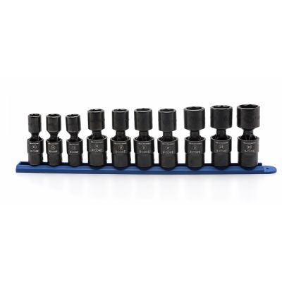 10 Piece 1/2" Drive 6 Point Metric Pinless Universal Impact Sockets