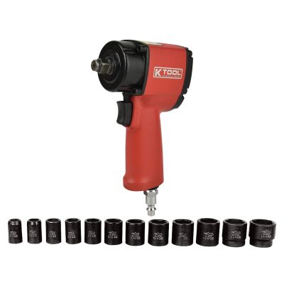 1/2 Mini Air Impact Wrench & 12 Pc Std Socket Set