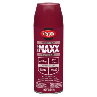 Krylon Covermaxx Paint+Primer; Gloss Burgundy; 12 oz. Aerosol