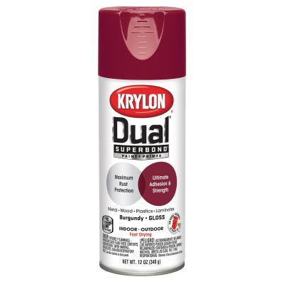 Krylon Dual Superbond Paint+Primer; Gloss Burgundy; 12 oz. Aerosol