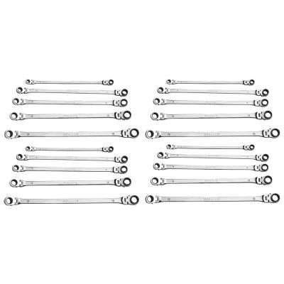 5-Piece Metric Double Box Universal Spline Reversible Ratcheting Wrench Set - 4 Sets