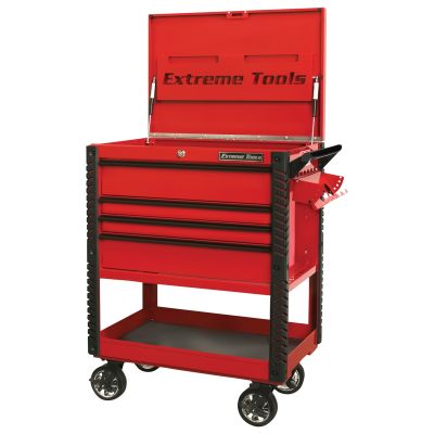 33 4-Drawer Deluxe Tool Cart w/Bumpers, Red w/Black Quick Release-Drawer Pulls