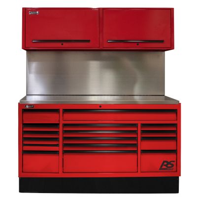 72 in. CTS Centralized Tool Storage with Solid Back Splash Set, Red