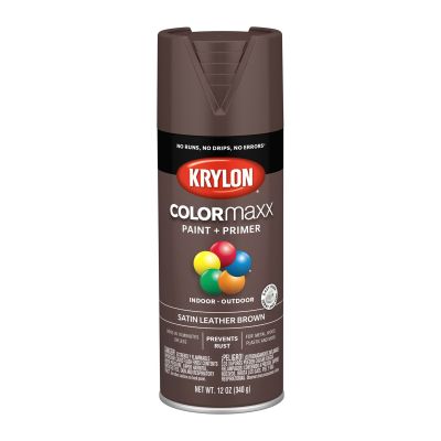 Krylon COLORmaxx Paint + Primer, Satin Leather Brown