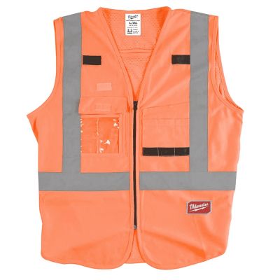 Milwaukee Hi-Vis Orange Safety Vest, Size S/M