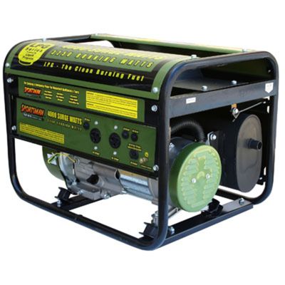 Liquid Propane Generator, 4000 Watts Peak, 7 HP OHV Engine, One 12V and Two 120V Outlets