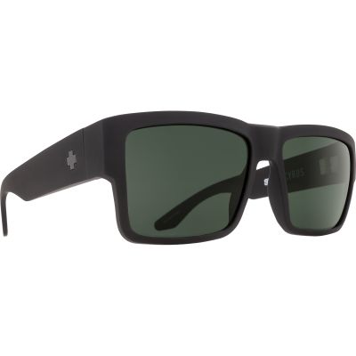 Spy Optic Cyrus Sunglasses, Soft Matte Black Frame w/ HD Plus Gray Green Polar Lens