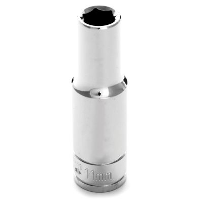 Chrome Socket, 1/2" Drive, 11mm, 6 Point, Deep