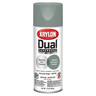 Krylon Dual Superbond Paint+Primer; Satin Silvered Sage; 12 oz. Aerosol