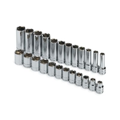 24 Piece 3/8" Drive 6 Point Standard, Deep and Extra Long Deep Metric Socket Set