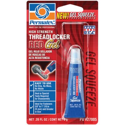 High Strength Threadlocker Red Gel Squeeze, 5 Gram Gel Squeeze Applicator Blister Carded