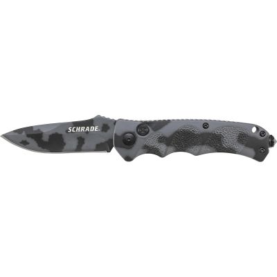Schrade Push Button Lock Folding Knife Drop Point Blade