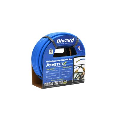 BluBird 1/4 in. x 50 ft. Rubber Air Hose w/ FastFix Fixed Fittings