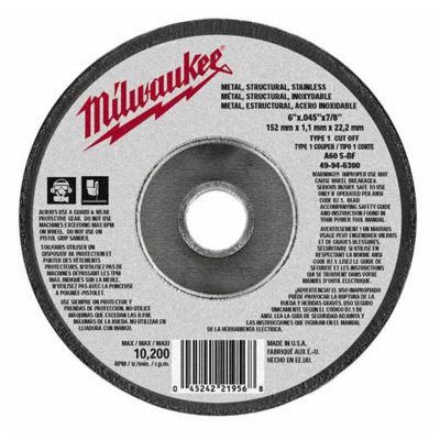Milwaukee 25-Pack of 6 in. x .045 in. x 7/8 in. Type 1 Cut-Off Wheel (A60T)
