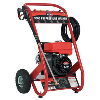 Gas Pressure Washer, 3000 PSI, 30 Foot 5/16" Hose, Stainless Steel Wand, 5 Spray Nozzles, 10" Tires
