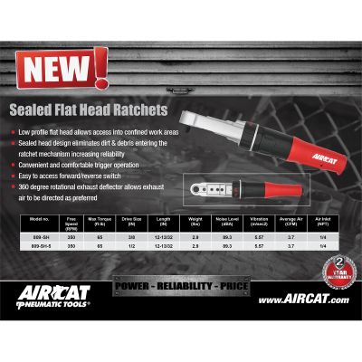 AIRCAT 1/2" Drive Sealed Flat Head Ratchet