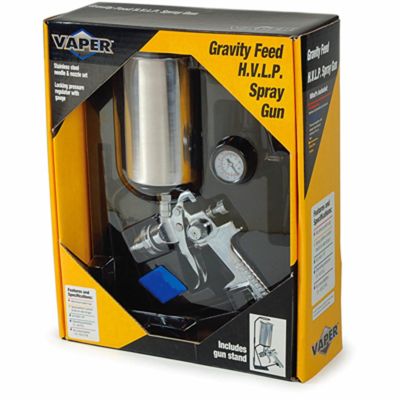 Gravity Feed HVLP Paint Spray Gun, 1.3mm, Locking Pressure Regulator, 1000 ml Aluminum Paint Cup