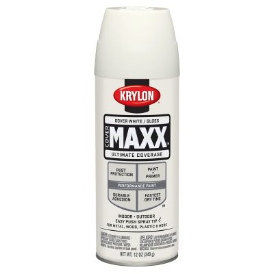 Krylon Covermaxx Paint+Primer; Gloss Dover White; 12 oz. Aerosol