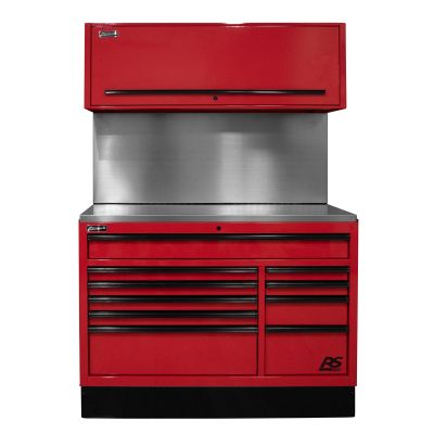 Homak Mfg. 54 in. CTS Centralized Tool Storage with Solid Back Splash Set, Red