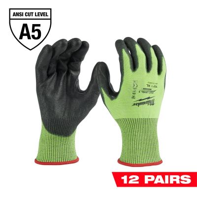 MLW48-73-8953B image(0) - 12 Pair High Visibility Cut Level 5 Polyurethane Dipped Gloves - XL