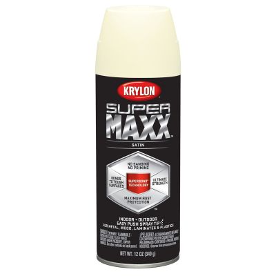 Krylon Supermaxx Paint+Primer; Satin Modern White; 12 oz. Aerosol