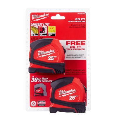 Milwaukee 25FT Compact Tape Measure BOGO-Pack