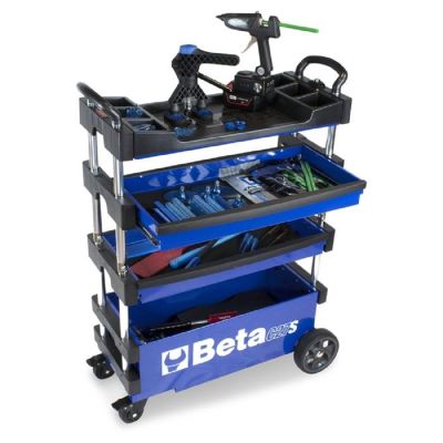 Beta Portable Collapsible Folding Blue Tool Trolley Cart