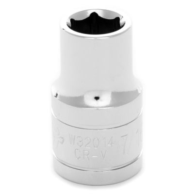 Chrome Socket, 1/2" Drive, 7/16", 6 Point, Shallow