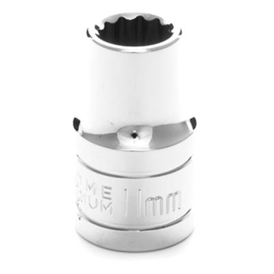 Chrome Socket, 1/2" Drive, 11mm, 12 Point, Shallow