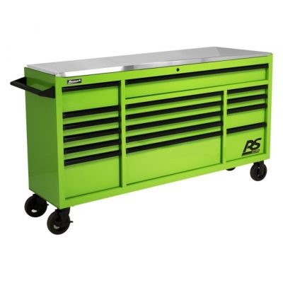 72" RS Roller Cabinet Green Stainless Steel Top