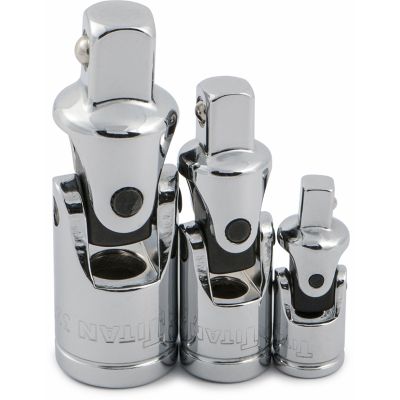 Chrome Universal Joint Set, 3 Piece, 1/4", 3/8", 1/2" Drive