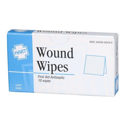 HART Wound Wipes, Antibacterial Cleansing Pads (10 per Unit)