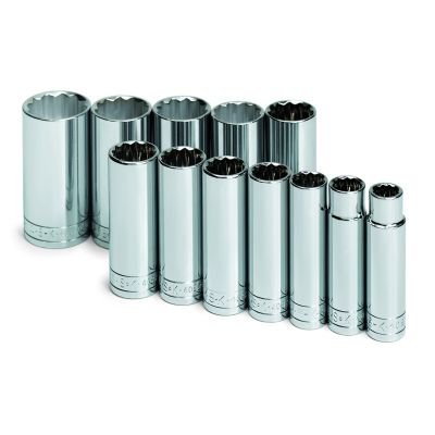 12 pc. 1/2" Drive 12-Point Deep Fract SAE Chrome Socket Set