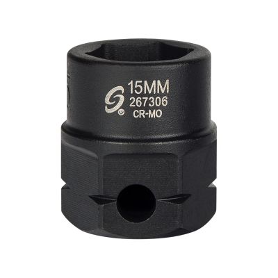 Sunex Tools 1/2 in. Drive 6-Point Low Profile Impact Socket w/ Hex Shank, 15 mm