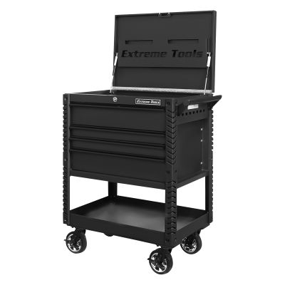 33 4-Drawer Deluxe Tool Cart w/Bumpers, Matte Black w/Black Quick Release-Drawer Pulls