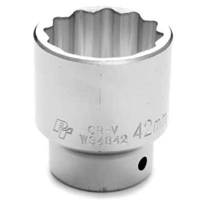 Chrome Socket, 3/4 Drive, 42mm, 12 Point, Shallow